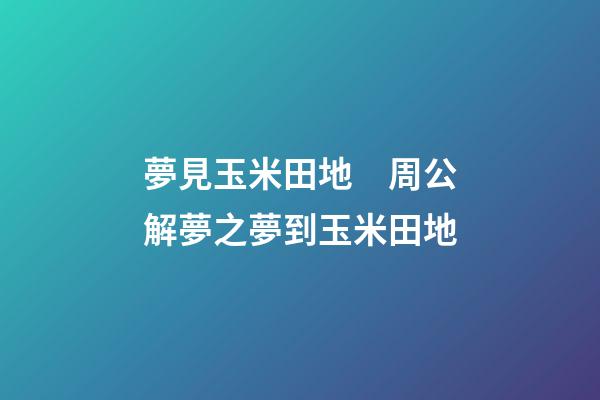 夢見玉米田地　周公解夢之夢到玉米田地